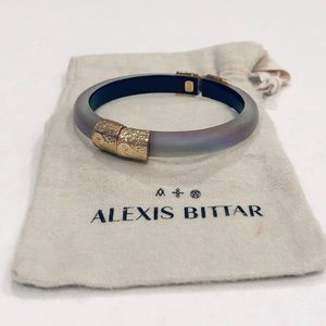 Alexis Bittar Lucite hammered gold Hinge bracelet